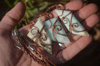 Polished Blue Smithsonite Copper Wire Wrapped Pendants x 6 From Congo