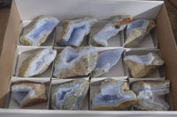 Natural Etched Blue Chalcedony Specimens x 12 From Nsanje, Malawi