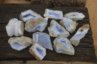 Natural Etched Blue Chalcedony Specimens x 12 From Nsanje, Malawi