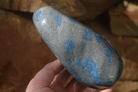 Polished Blue Spinel Spotted Quartz Standing Free Forms x 2 From Madagascar