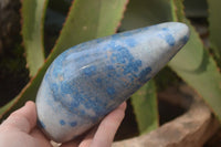 Polished Blue Spinel Spotted Quartz Standing Free Forms x 2 From Madagascar