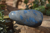 Polished Blue Spinel Spotted Quartz Standing Free Forms x 2 From Madagascar