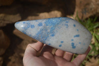 Polished Blue Spinel Spotted Quartz Standing Free Forms x 2 From Madagascar