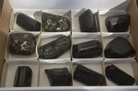 Natural Alluvial Schorl Black Tourmaline Crystals x 12 From Zimbabwe