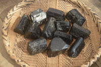 Natural Alluvial Schorl Black Tourmaline Crystals x 12 From Zimbabwe