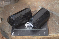 Natural Alluvial Schorl Black Tourmaline Crystals x 12 From Zimbabwe