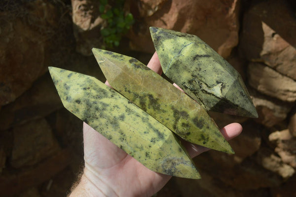 Polished Double Terminated Leopard Stone Crystals x 4 From Zimbabwe