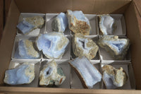 Natural Blue Lace Agate Geode Specimens x 12 From Nsanje, Malawi