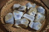 Natural Blue Lace Agate Geode Specimens x 12 From Nsanje, Malawi