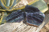 Polished Watermelon Fluorite Slices x 2 From Uis, Namibia