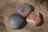 Polished Polychrome Jasper Hearts x 6 From Mahajanga, Madagascar