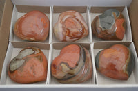 Polished Polychrome Jasper Hearts x 6 From Mahajanga, Madagascar