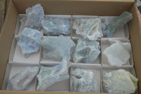 Natural Etched Blue Chalcedony Specimens x 12 From Nsanje, Malawi