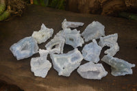 Natural Etched Blue Chalcedony Specimens x 12 From Nsanje, Malawi