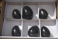 Polished Black Basalt Eggs x 6 From Antsirabe, Madagascar