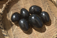 Polished Black Basalt Eggs x 6 From Antsirabe, Madagascar