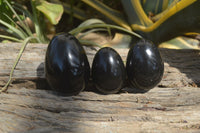 Polished Black Basalt Eggs x 6 From Antsirabe, Madagascar