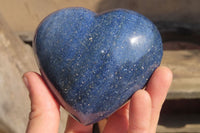 Polished Blue Lazulite Hearts x 3 From Madagascar