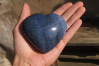 Polished Blue Lazulite Hearts x 3 From Madagascar