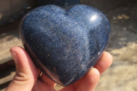 Polished Blue Lazulite Hearts x 3 From Madagascar