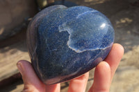 Polished Blue Lazulite Hearts x 3 From Madagascar