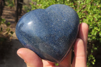 Polished Blue Lazulite Hearts x 3 From Madagascar