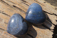 Polished Blue Lazulite Hearts x 3 From Madagascar