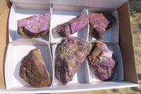 Natural Metallic Purpurite Cobbed Specimens x 6 From Erongo, Namibia