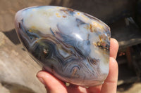 Polished Dendritic Agate Standing Free Forms x 2 From Madagascar