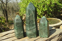 Polished Green Fuchsite Quartz Points x 3 From Madagascar