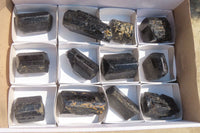 Natural Alluvial Schorl Black Tourmaline Crystals x 12 From Zimbabwe