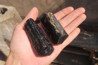 Natural Alluvial Schorl Black Tourmaline Crystals x 12 From Zimbabwe