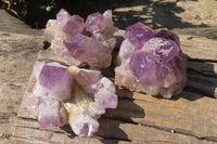 Natural Jacaranda Amethyst Clusters x 3 From Mumbwa, Zambia