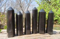 Polished Black Basalt Points x 6 From Antsirabe, Madagascar