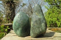 Polished Green Fuchsite Quartz Standing Free Forms x 2 From Madagascar