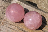 Polished Star Rose Quartz Spheres x 2 From Antsirabe, Madagascar