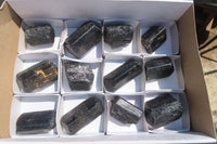 Natural Alluvial Schorl Black Tourmaline Crystals x 12 From Zimbabwe