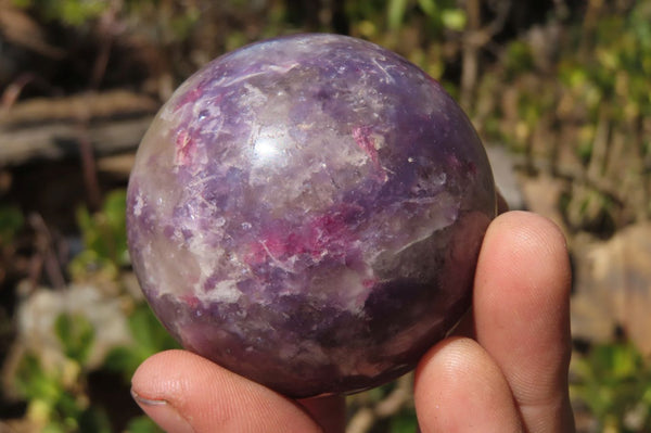 Polished Purple Lepidolite Spheres x 4 From Madagascar