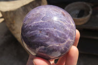 Polished Purple Lepidolite Spheres x 4 From Madagascar