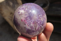 Polished Purple Lepidolite Spheres x 4 From Madagascar