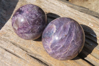 Polished Purple Lepidolite Spheres x 4 From Madagascar