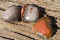 Polished Polychrome Jasper Hearts x 6 From Madagascar