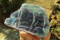 Polished On One Side Watermelon Fluorite Specimens x 4 From Namibia