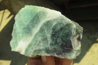 Polished On One Side Watermelon Fluorite Specimens x 4 From Namibia