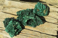 Natural Silky Malachite Specimens x 3 From Kasompe, Congo