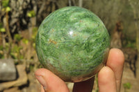 Polished Green Chrysoprase Spheres x 4 From Madagascar