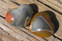 Polished Polychrome Jasper Gemstone Hearts x 6 From Madagascar