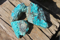 Natural Silica Chrysocolla Specimens x 3 From Kulukuluku, Congo