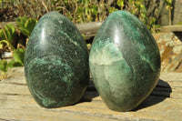 Polished Green Fuchsite Quartz Standing Free Forms x 2 From Madagascar