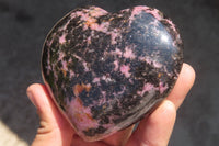 Polished Rhodonite Gemstone Hearts x 3 From Ambindavato, Madagascar